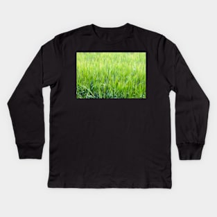 Wheat field. Oil paint effect. Kids Long Sleeve T-Shirt